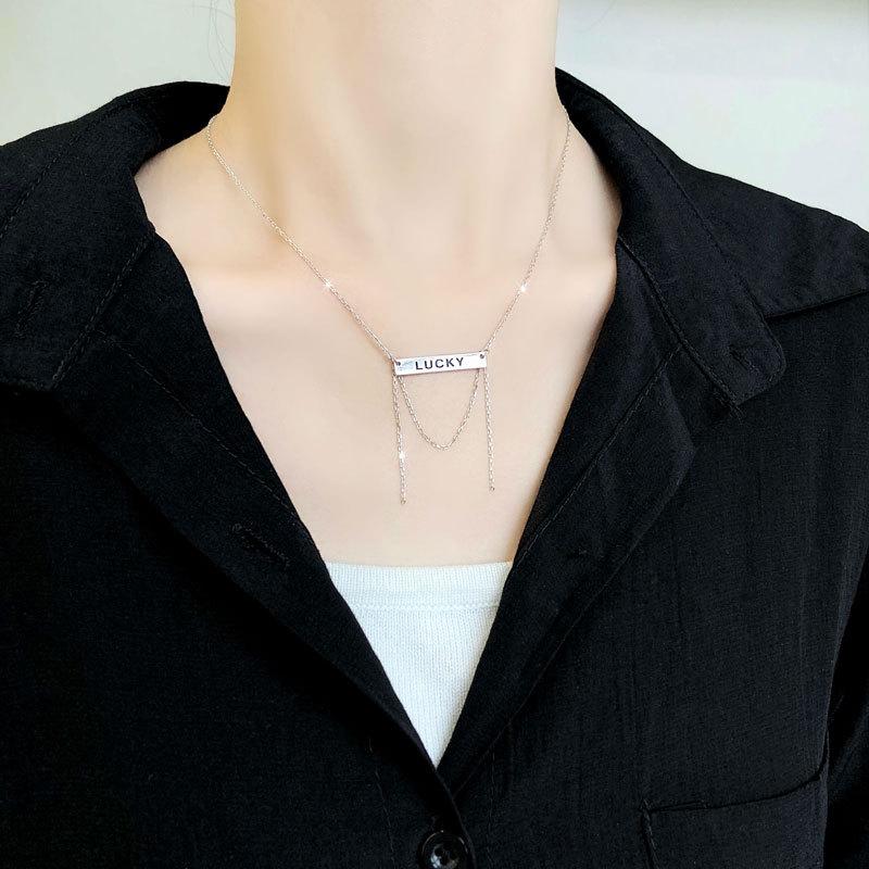 LUCKY Lucky Card Chain Tassel Necklace Versatile Personality Women's Clarbone Chain Women
