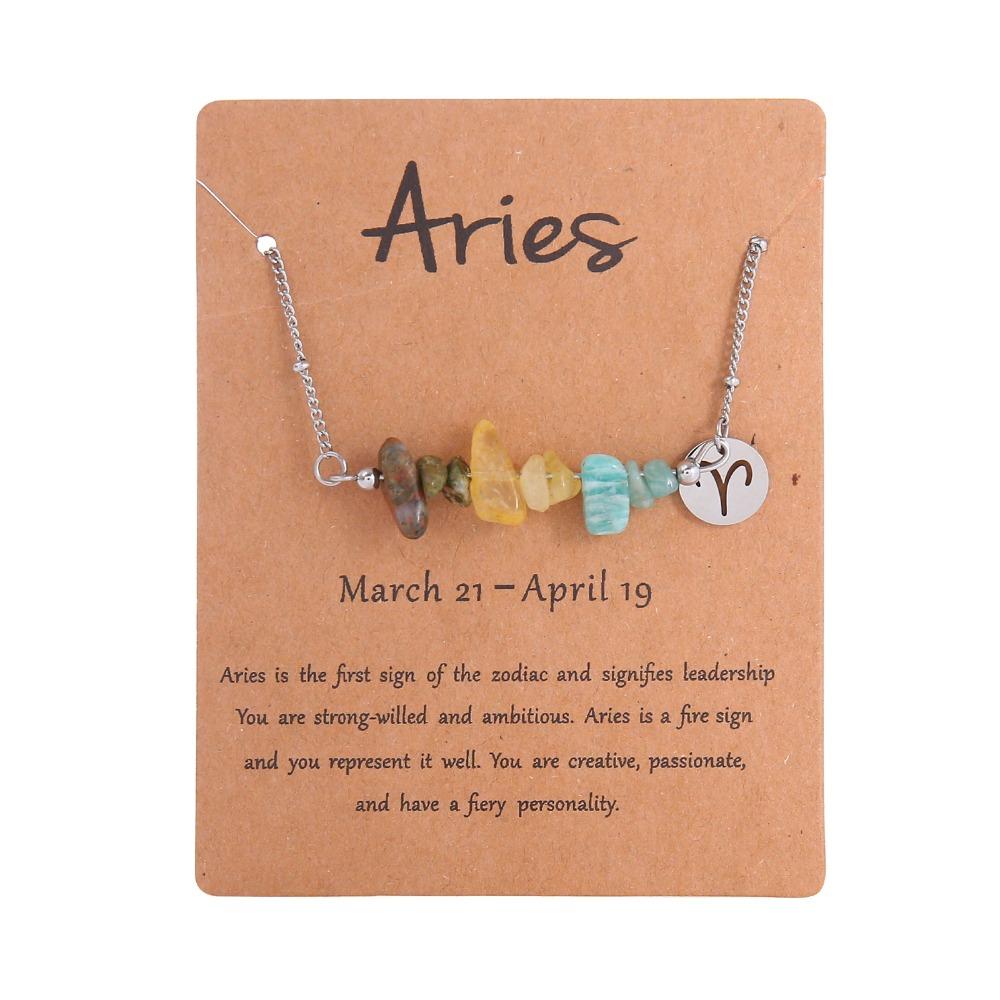 Natural Crushed Stone Natural Stone Beaded Choker Hand Braid Constellation Charm  Female Jewelry