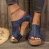 Women Wedges Slippers 2024 New Summer Platform Sandals for Women Rubber Sole Buckle Peep Toe Elegant Slippers Slides Women