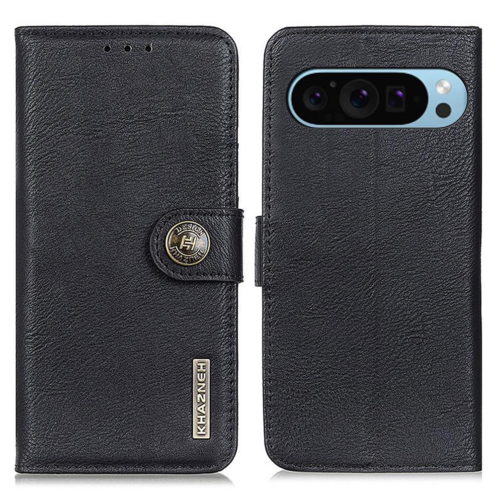 KHAZNEH For Google Pixel 10 Pro/10/9 Pro/9 Case Cowhide Texture Wallet PU Leather Flip Phone Cover