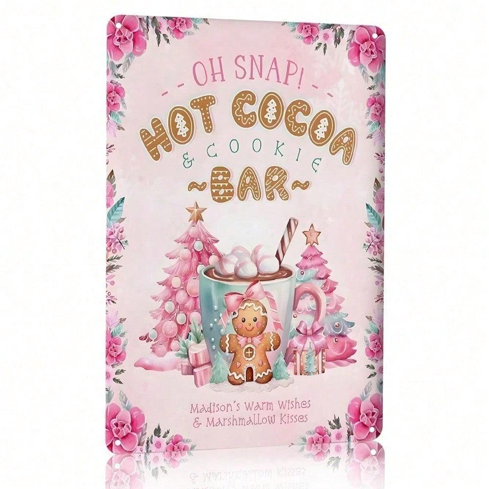 

Vintage Hot Cocoa Bar Set with Gingerbread Jar Mugs Plates Tray Rustic Pink Christmas Decor Holiday Baking Kit 20x30cm（7.8x11.8inch）