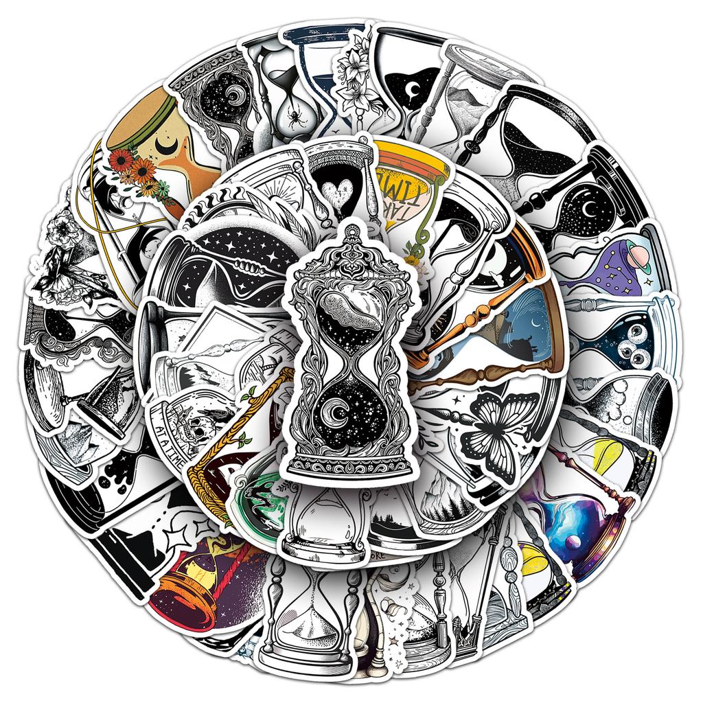 10/50PCS Magic Time Sandglass Cartoon Sticker DIY Phone Laptop Luggage Skateboard Graffiti Decals