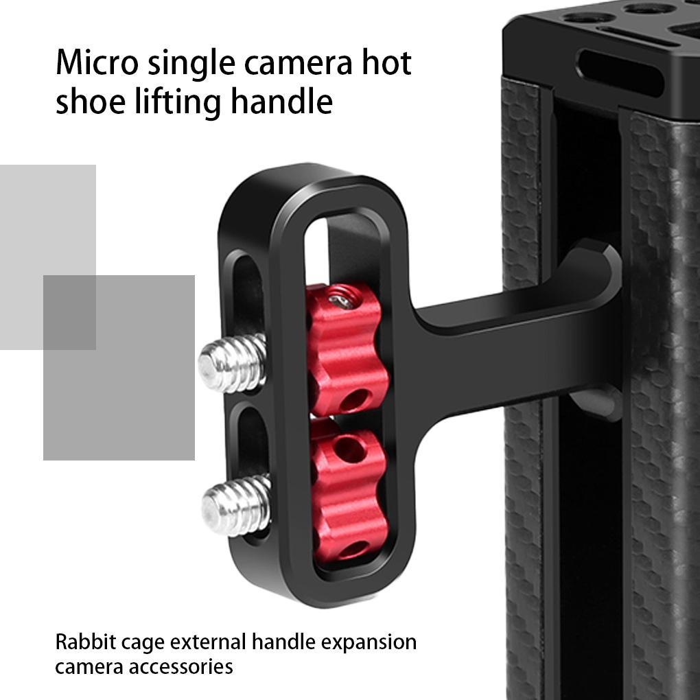 Universal Camera Metal Side Handle with Cold Shoe Mount for Camera Cage Stabilizer with 1/4 Inch Screw Holes Camera Handle