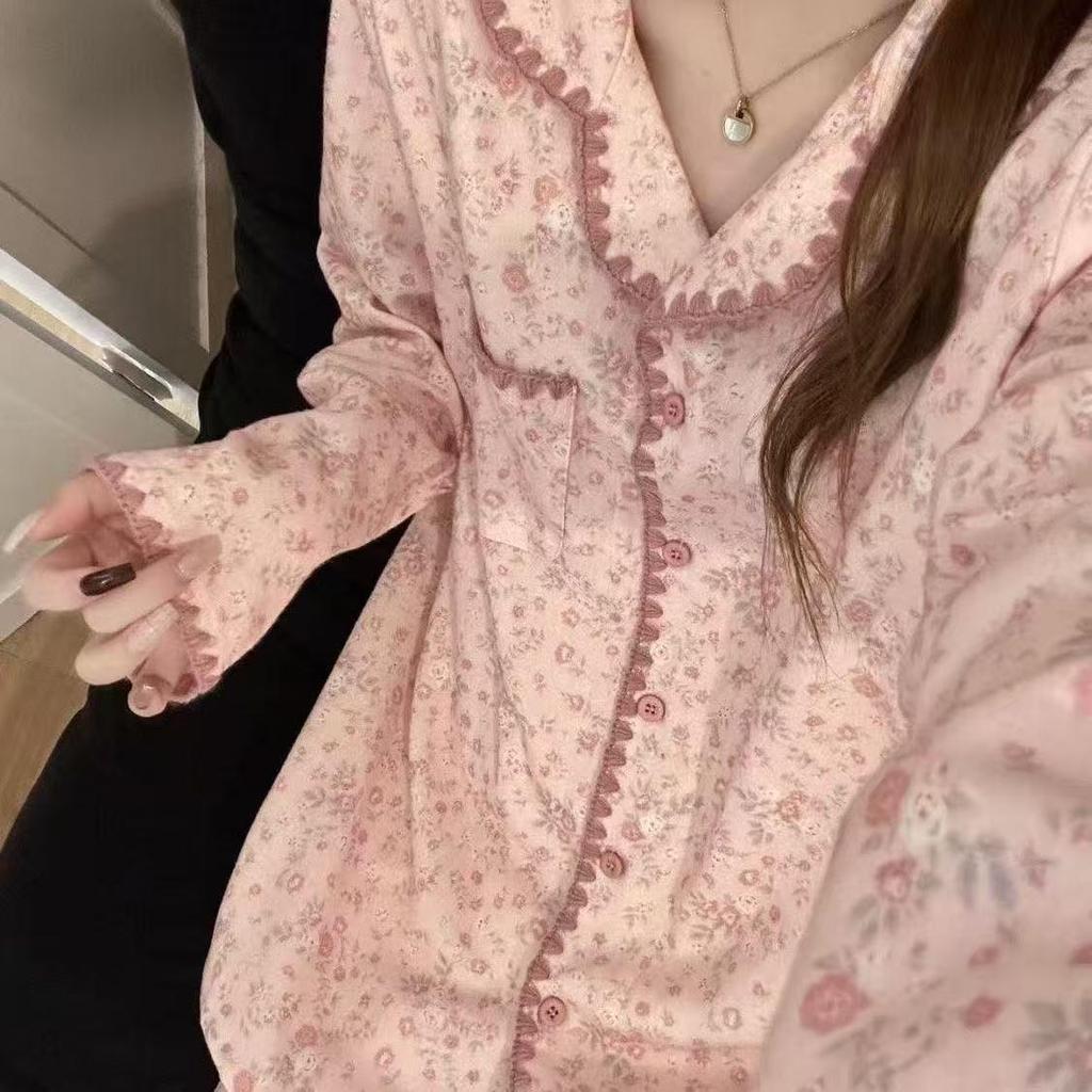 Women's Spring & Autumn Long Sleeve Pajama Set - High-End Style, Wearable Outside, Celebrity Fashion