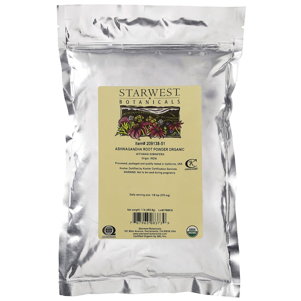 Starwest Botanicals Ashwagandha Root Powder, 453.6g (1lb)