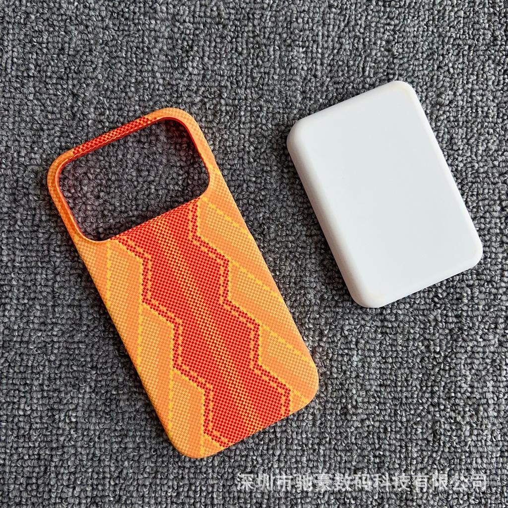 Half pack of carbon fiber pattern magnetic attraction, suitable for iPhone17promax matte mobile phone case, Apple 16 ultra-thin anti-drop PC.