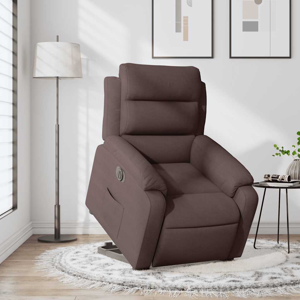 Recliner Chair with Lift Assistance Electric Dark Brown Fabric