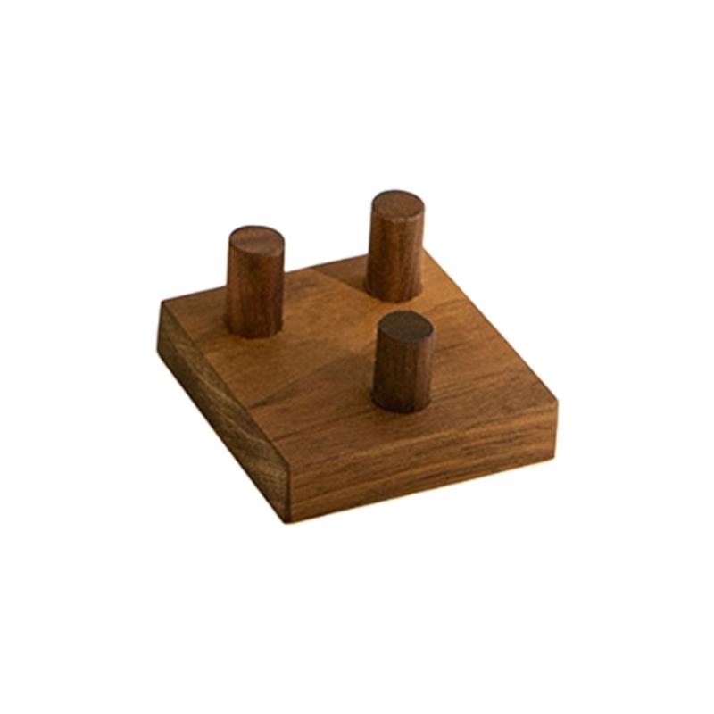 Wooden Display Stand Rock Holder with Three Peg For Small Collectibles Fossils Agates Home Decors Ornaments Showcases small