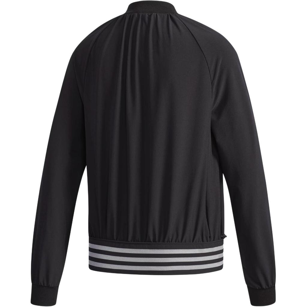 Adidas Logo Print Zip Long Sleeve Bomber Jacket Women Jackets Black DM5312