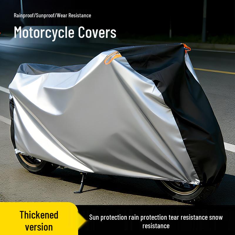 Waterproof 190T Motorcycle Cover: Sun & Rain Protection, Dustproof Outdoor Shade S чёрный/серебряный