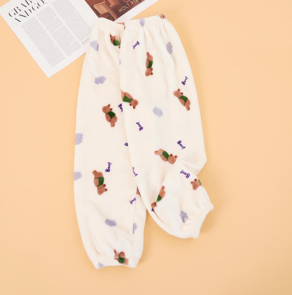 Children's Thickened Flannel Sleep & Lounge Pants - Double-Sided Fleece, Cuffed, Warm Winter Wear