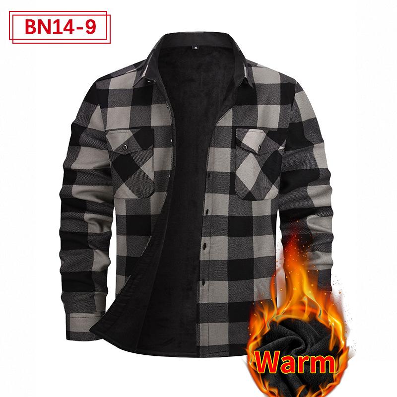 Fleece-lined, thickened, warm casual shirt for men – long-sleeved, plus-size shirt for autumn and winter