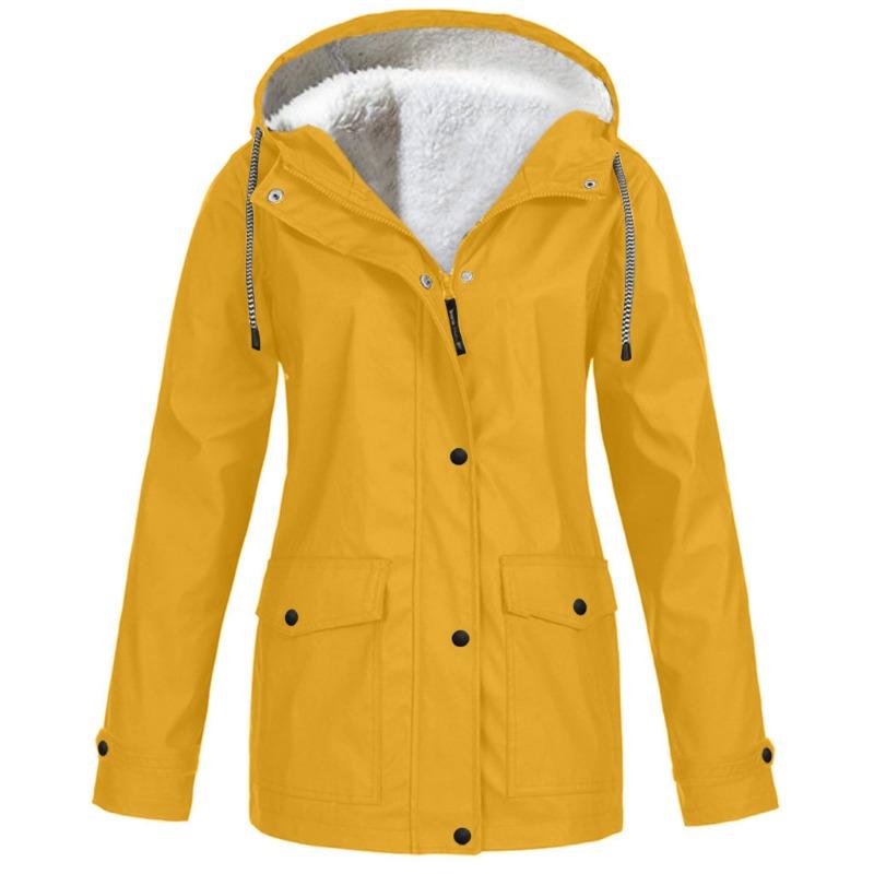 2026 Winter New Slim-fit Hardshell Jacket with Fleece Thickened Warm Women's Windproof Solid Color Coat
