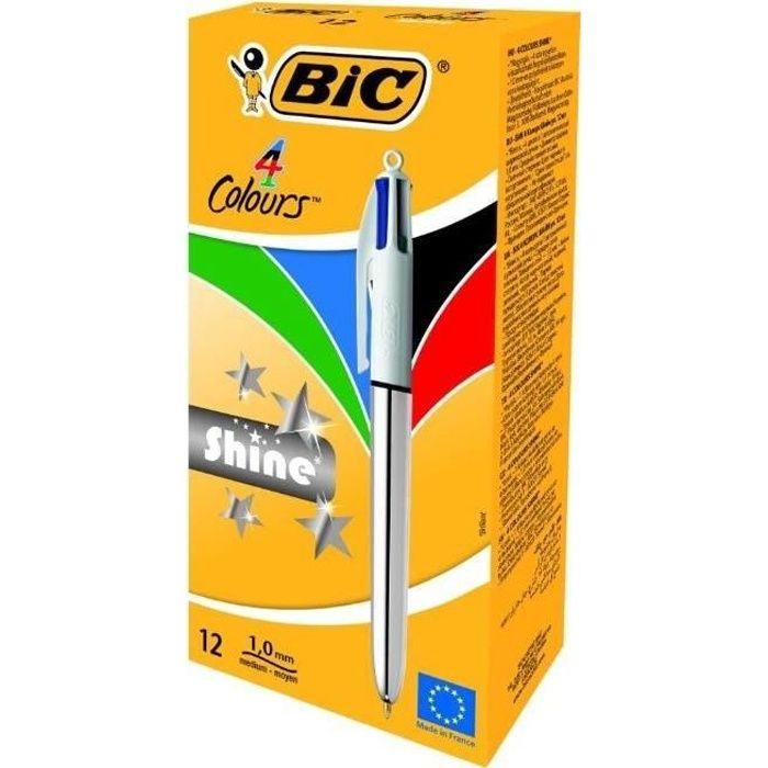 Ballpoint Pen - BIC - Shine - 4 Colors - Retractable - Refillable - Medium Tip 1mm