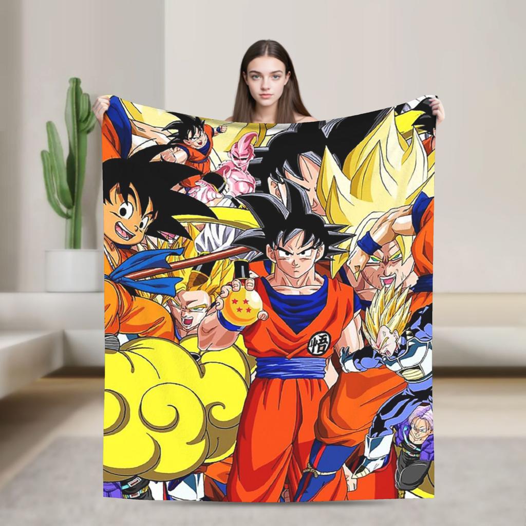 Goku Vegeta DBZ Blankets Fleece Super Warm Throw Blanket for Bedding Couch Bedroom Quilt