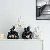 Ceramic Couple Figurine Creative Heart-shaped Human Sculpture Black and White Decorative Figure Room and Office Decoration Gift