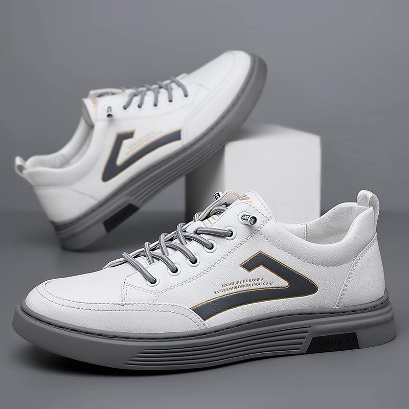 Neue Herrenschuhe Sneaker Hohe Qualität Low Top Leder Freizeitschuhe Nähstil Flats Weiße Farbe Sportlich Atmungsaktiv Rutschfest Schuhe