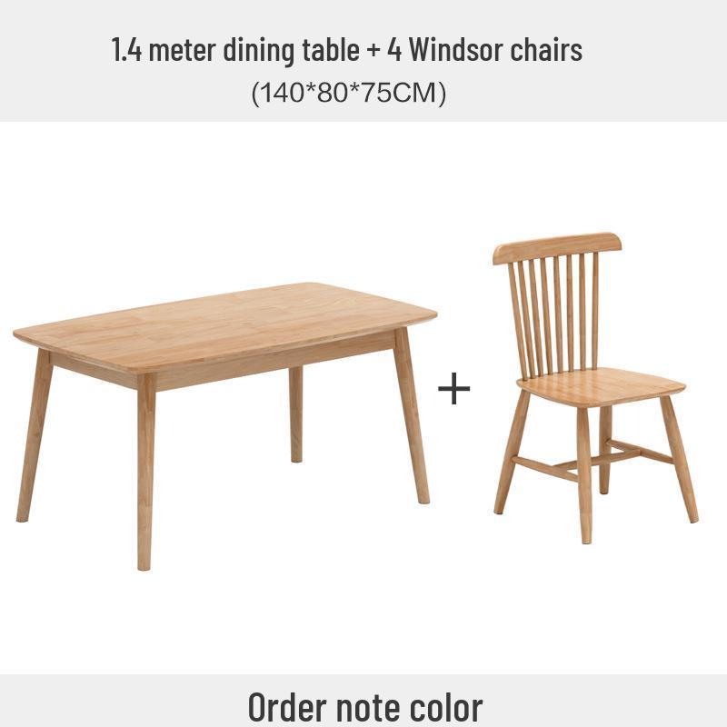 Nordic Oak Dining Table Set - Log Style for Home, Small Apartment, Restaurant, or Homestay. Square Solid Wood Table with Chairs.