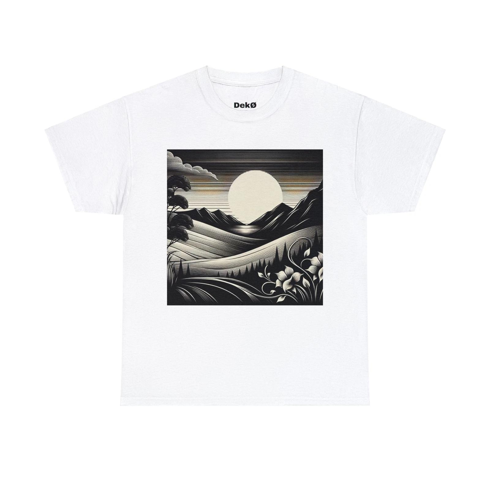 Unisex Adult T Shirt Designer Art Deco Black Moonlit Nature Scene Beautiful Tee 4XL