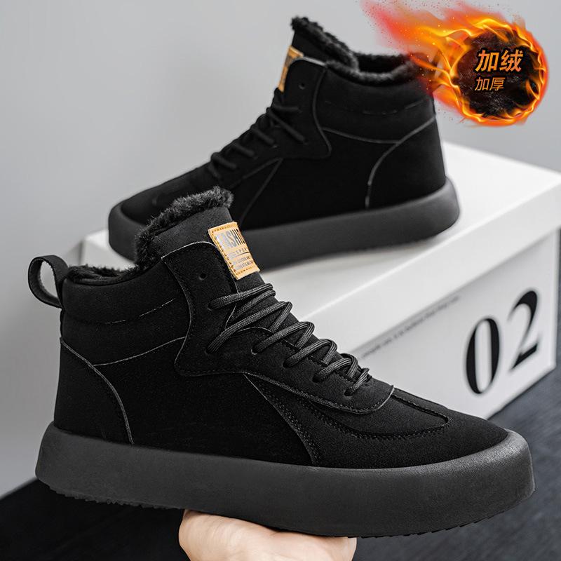 2025 Winter neue Herren High-Top Baumwollschuhe im britischen Stil warm Mode Samt verdickt Herrenschuhe Trend Freizeitschuhe