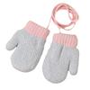 Children's Winter Plus Velvet Gloves Small Children's Bag Finger Halter Neck Yarn Warm Knitted Gloves Baby Solid Color Simple Gloves