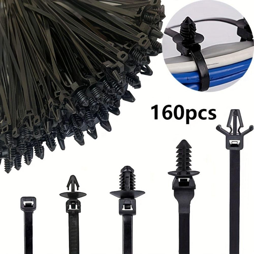 160PCS 5 Sizes Wire Harness Clips Reusable Design Cable Management Clips ATV Wiring