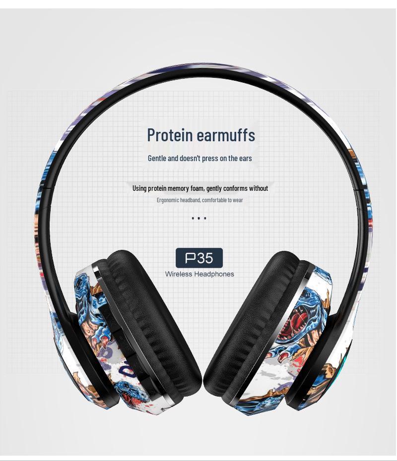 Bluetooth Over-ear Graffiti Headphones - Luminous Wireless Sports Headset for Mobile Devices