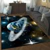 Cosmic Earth Rug with Galaxy Design - Modern Home Decor for Bedroom or Living Room, Unique Space-Themed Carpet