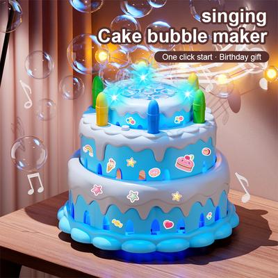 Kids Kawaii Electric Toys Birthday Cake Bubble Machine Flashing Music Automatic Machine Bubble Children Girl Lovely Gifts 6-12Y