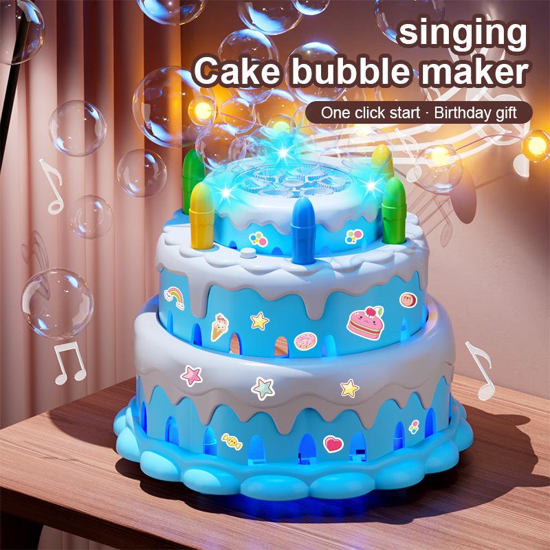 Kids Kawaii Electric Toys Birthday Cake Bubble Machine Flashing Music Automatic Machine Bubble Children Girl Lovely Gifts 6-12Y