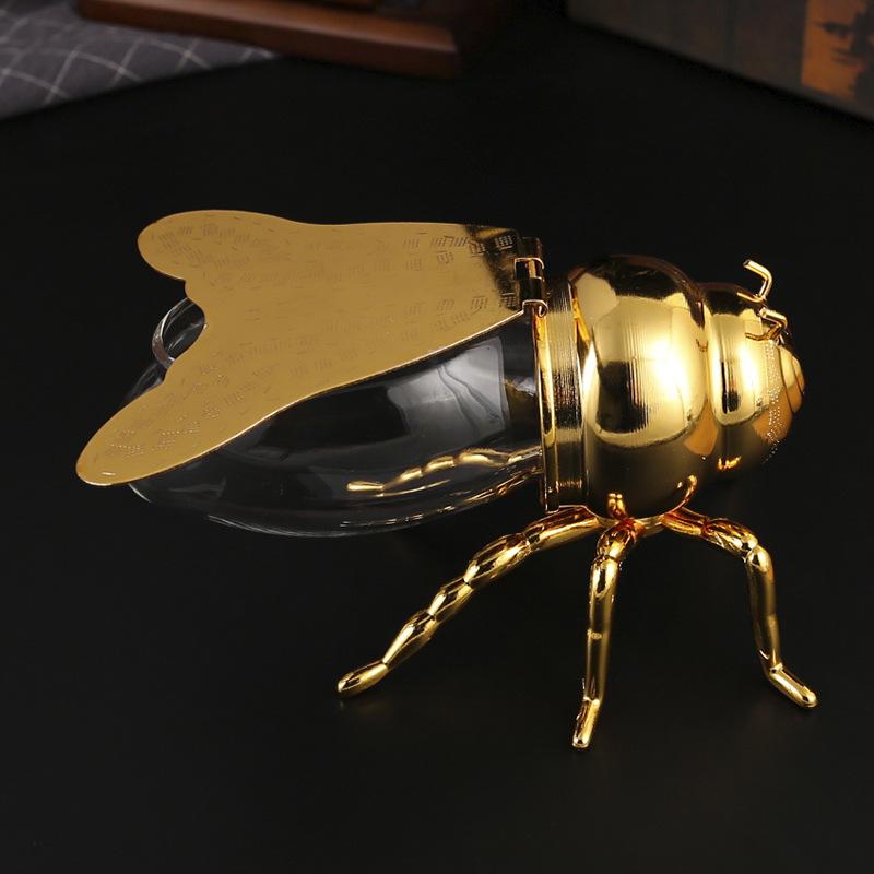 Little Bee Seasoning Box Golden Large Bee Sugar Cup Household European Kitchen Seasoning Box with Spoon Storage Jar High-end