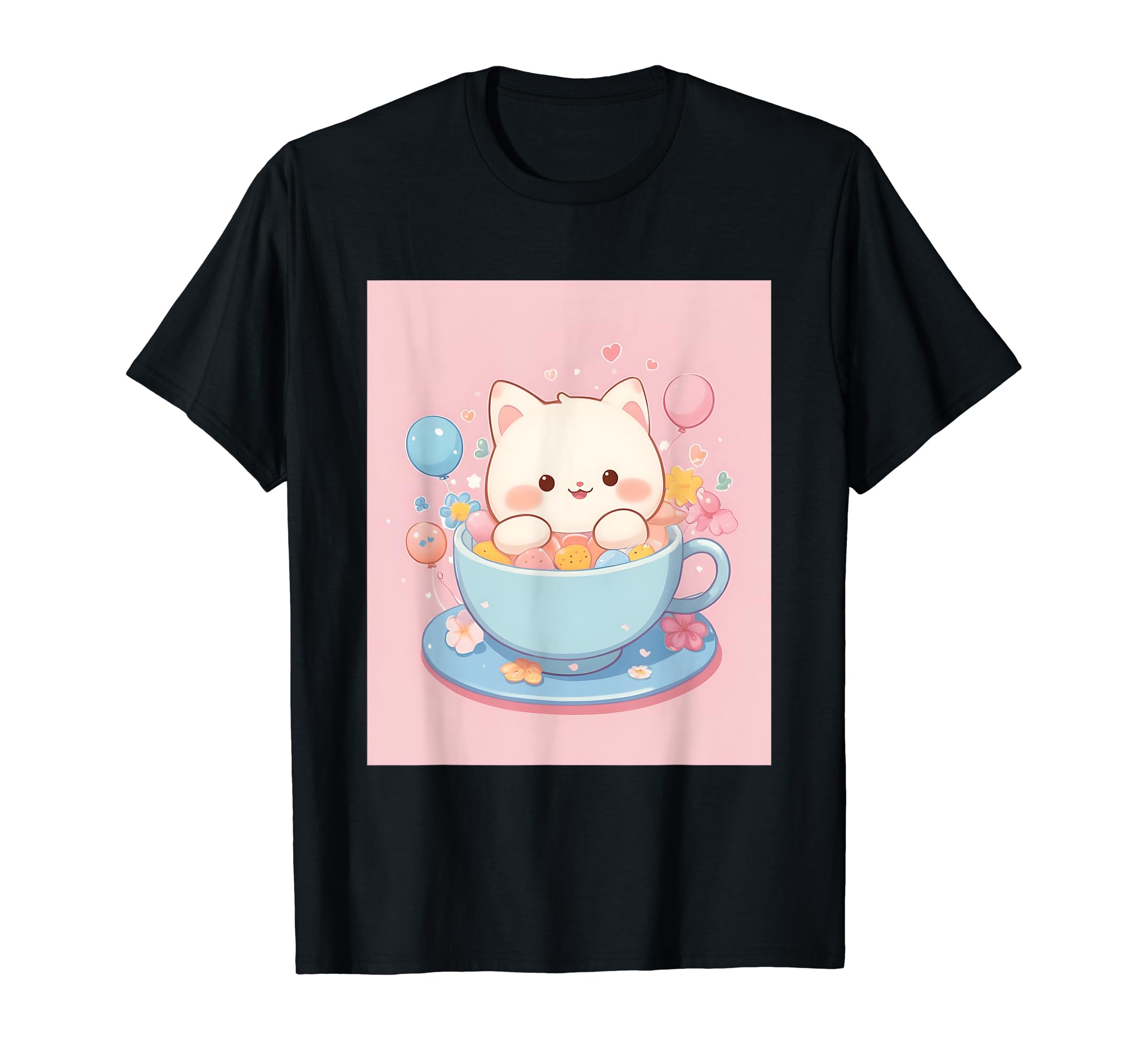 

things printed Kawaii, pastel, cute, millet, Japanese, T-shirt чорний