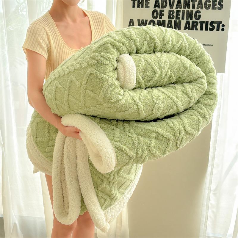Doppelseitige Taftdecke, Warme Verdickte Fleece-Einfarbig-Decke Weiche Warme Überwurfdecke Nickerchen-Decke für Couch Sofa Büro Bett Camping Reisen