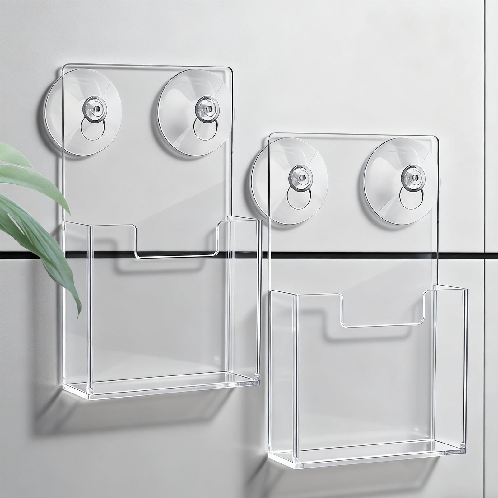 Wall Brochure Holder 2 Pieces Suction Cup Booklet Storage Brochure Holder Stand for Booklets Flyers Office Hotel Hospital School China Mainland