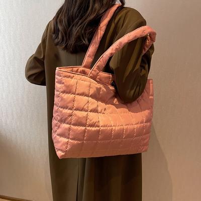Fashion Shoulder Bag Quilted Autumn Winter Shoulder Handbags Rhombus Pattern Shopper Bag Women Solid for Daily Holiday