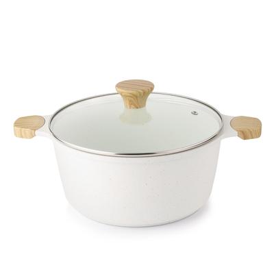 SENSARTE 24cm Diepe Tafelblad Marmer Makkelijk voor Curry Pasta Witte Pan, Pan, Inductie/Gas Compatibel, Anti-aanbak, Coating, Schoon, Pan, Frituurpan, Pan,