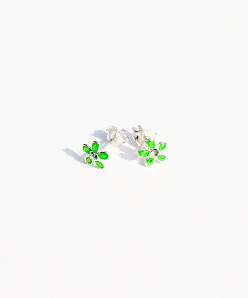 Bonbeau Shining Color Flower Pin Earrings Silver 925 Silver Post Color Cubic Flower Earrings
