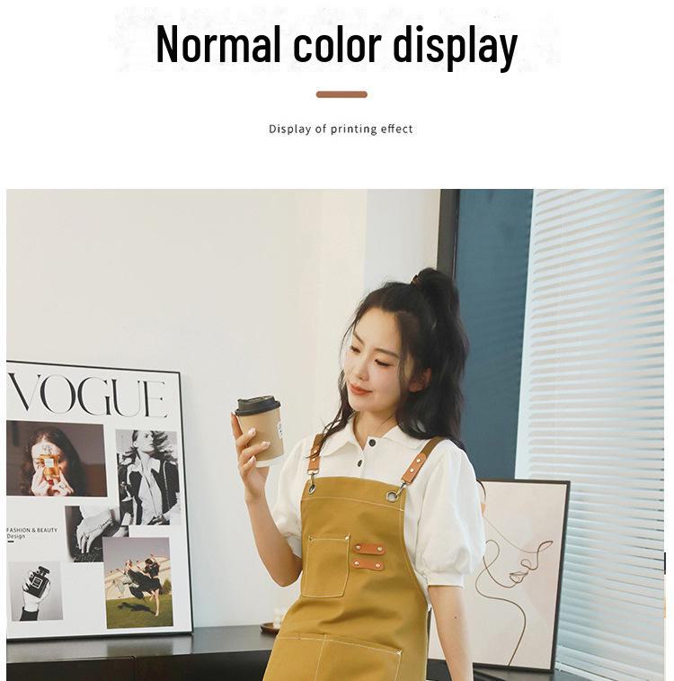 Double-Strap Canvas Apron for Kitchen, Housework, Gardening, or Milk Tea Shop Tasks