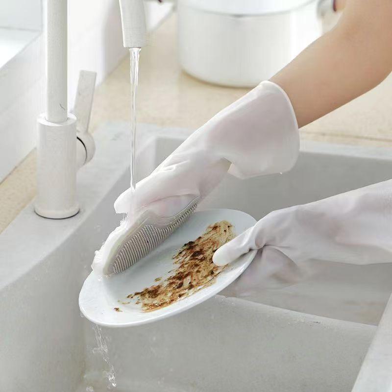 Household Dishwashing Gloves Kitchen Cleaning Brush Waterproof Durable Non-Slip Cleaning Gloves Kitchen Supplies