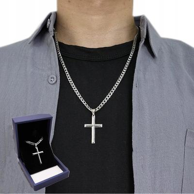 Cross with Chain Silver Men' CROSS Diamond ITALIAN CHAIN