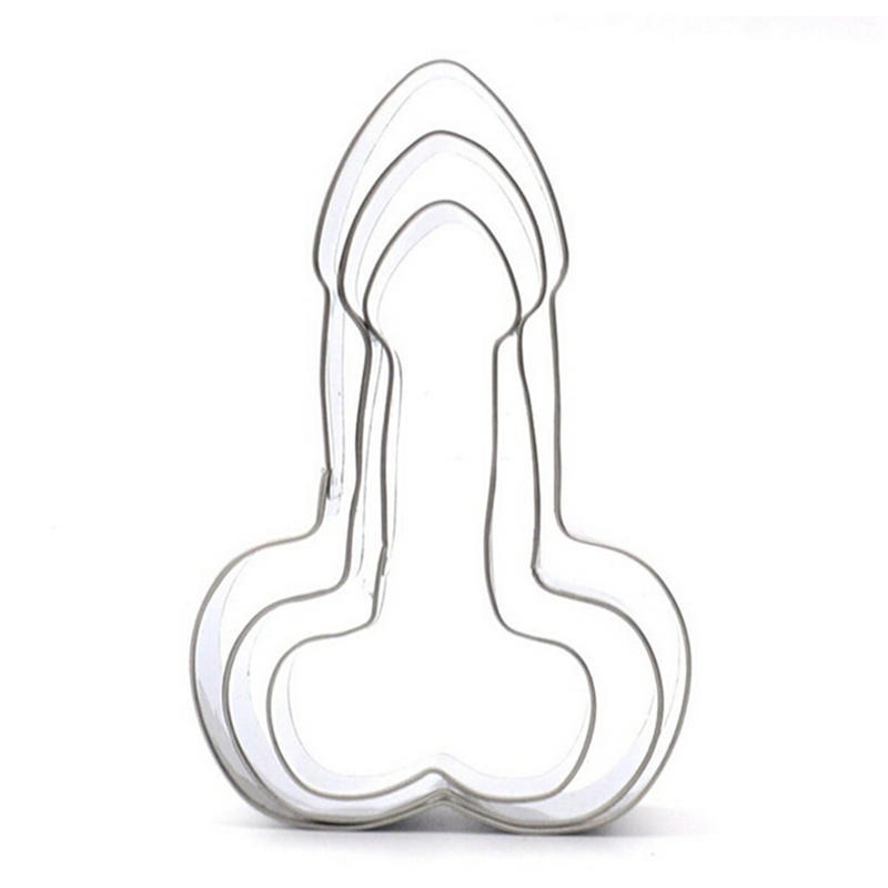 3 buc din oțel inoxidabil Willy Penis tăietor de prăjituri pentru coacere biscuiți pentru fondant