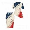Women Plus Size Round Neck Short Sleeve Printed Asymmetric Top And Fitted Skirt Two Piece Set