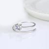S925 Sterling Silver Adjustable Open Ring with Diamond Inlays - Four-Prong Design, Perfect for Qixi Festival.