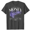 All You Need Is Money Purple Flame Stacked Dollar Bill Print Cotton Tshirt Retro Entrepreneur Casual Wealth Theme Party Gift Top