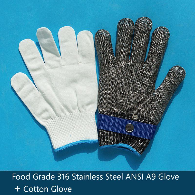 Food Grade 316 Stainless Steel Mesh Anti-cut Gloves ANSI A9 Use Safety Gloves
