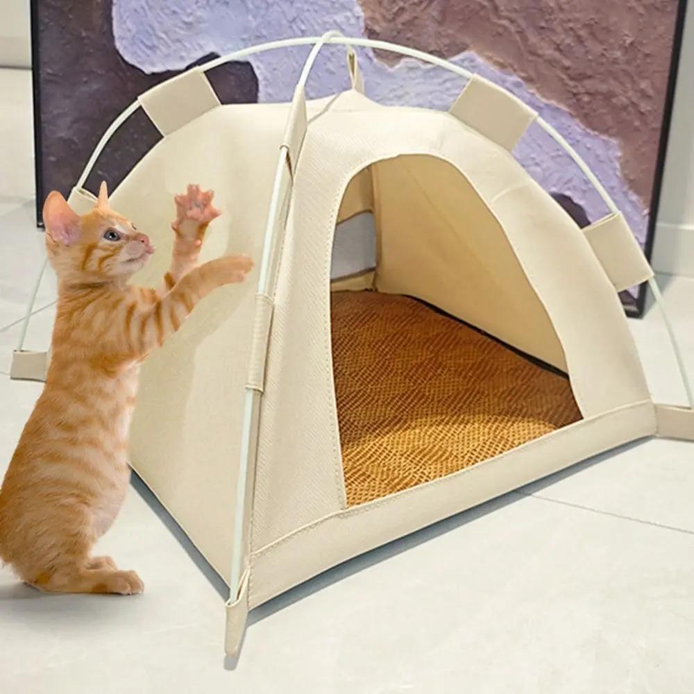 Enclosed Cat Tent Bed With Cushion, Indoor Warm Pet House For Small Cats And Kittens