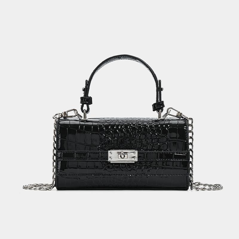 New Korean Style Niche Design Crocodile Embossed Bag Mini Handheld Shoulder Crossbody Bag for Women чёрный