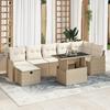 8-piece Garden Sofa Set with Cream Cushions In Poly Rattan, 2-seater Garden Sofa with Storage 3361060