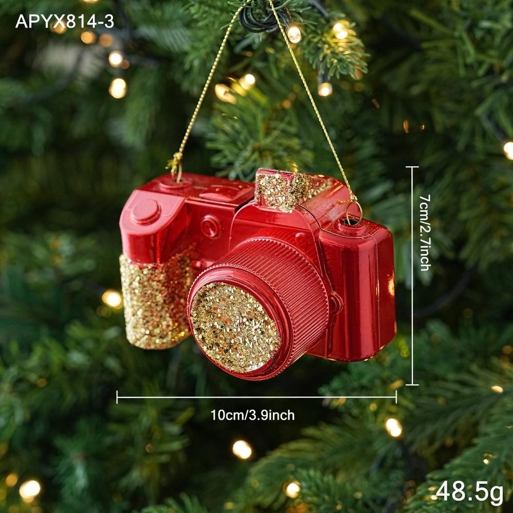 Bright Red Christmas Tree Ornament Plastic Made Glossy Surface Xmas Tree Decoration Hanging Cord Included