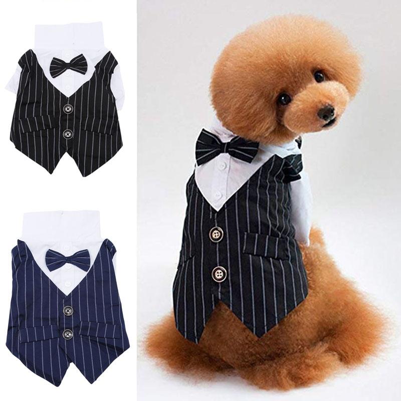 Fashion Pet Clothing Dog Puppies Clothes Stripe Business Suit Gentleman